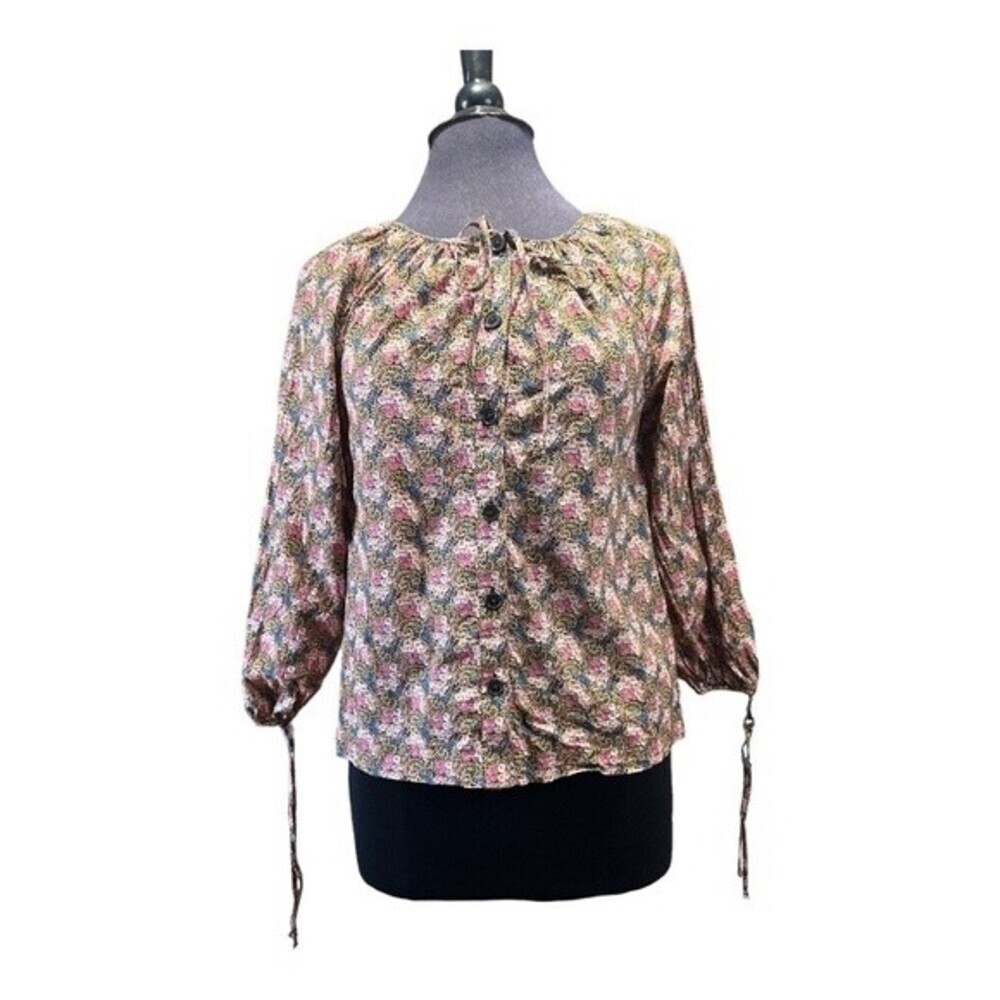 J. Crew Collection tie-sleeve button-front top in Ratti® prism floral Size XS